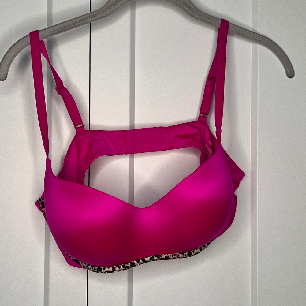 Victoria's Secret Hot Pink Leopard Balconette Bra Women's Size 38C
